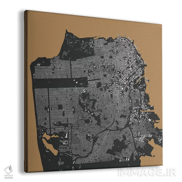 تابلو نقشهٔ شهری سان فرانسیسکو (طلایی) اثر اوربانمپ (نقشه شهری؛ استودیو نقشه یا طراح) - نمای پرسپکتیو محصول