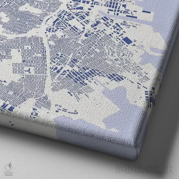 تابلو نقشهٔ شهری سان فرانسیسکو (آبی) اثر اوربانمپ (نقشه شهری؛ استودیو نقشه یا طراح) - نمای نزدیک بافت بوم