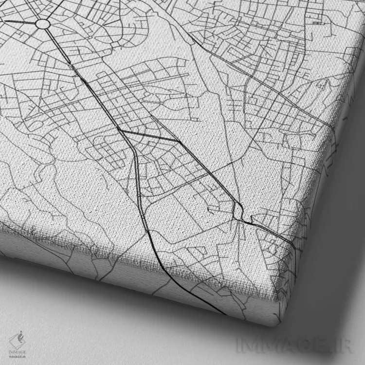 تابلو نقشهٔ جادههای شهری رم (سفید) اثر اوربانمپ (نقشه شهری؛ استودیو نقشه یا طراح) - نمای نزدیک بافت بوم