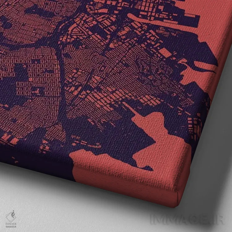 تابلو نقشهٔ شهری سان فرانسیسکو (شب بنفش) اثر اوربانمپ (نقشه شهری؛ استودیو نقشه یا طراح) - نمای نزدیک بافت بوم