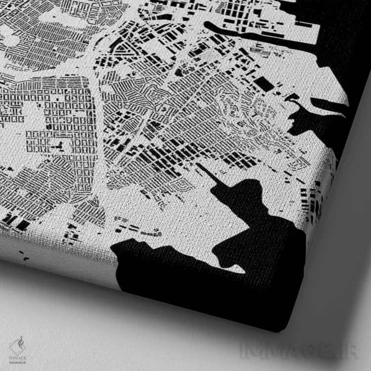 تابلو نقشهٔ شهری سان فرانسیسکو (سفید) اثر اوربانمپ (نقشه شهری؛ استودیو نقشه یا طراح) - نمای نزدیک بافت بوم