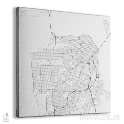 تابلو نقشهٔ جادههای شهری سان فرانسیسکو (سفید) اثر اوربانمپ (نقشه شهری؛ استودیو نقشه یا طراح) - نمای پرسپکتیو محصول