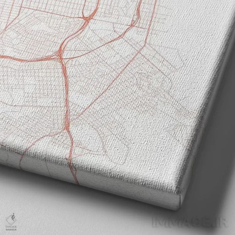 تابلو نقشهٔ جادههای شهری سان فرانسیسکو (قرمز) اثر اوربانمپ (نقشه شهری؛ استودیو نقشه یا طراح) - نمای نزدیک بافت بوم