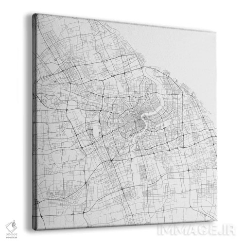 تابلو نقشهٔ جادههای شهری شانگهای (سفید) اثر اوربانمپ (نقشه شهری؛ استودیو نقشه یا طراح) - نمای پرسپکتیو محصول