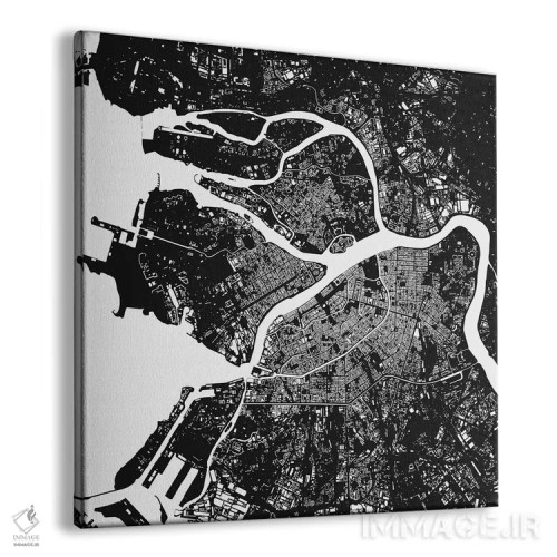 تابلو نقشهٔ شهری سن پترزبورگ (سیاه) اثر اوربانمپ (نقشه شهری؛ استودیو نقشه یا طراح) - نمای پرسپکتیو محصول