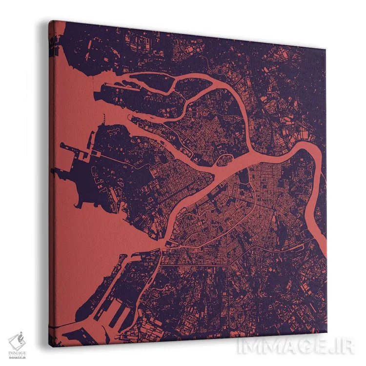 تابلو نقشهٔ شهری سن پترزبورگ (شب بنفش) اثر اوربانمپ (نقشه شهری؛ استودیو نقشه یا طراح) - نمای پرسپکتیو محصول