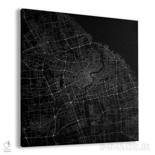 تابلو نقشهٔ جادههای شهری شانگهای (سیاه) اثر اوربانمپ (نقشه شهری؛ استودیو نقشه یا طراح) - نمای پرسپکتیو محصول