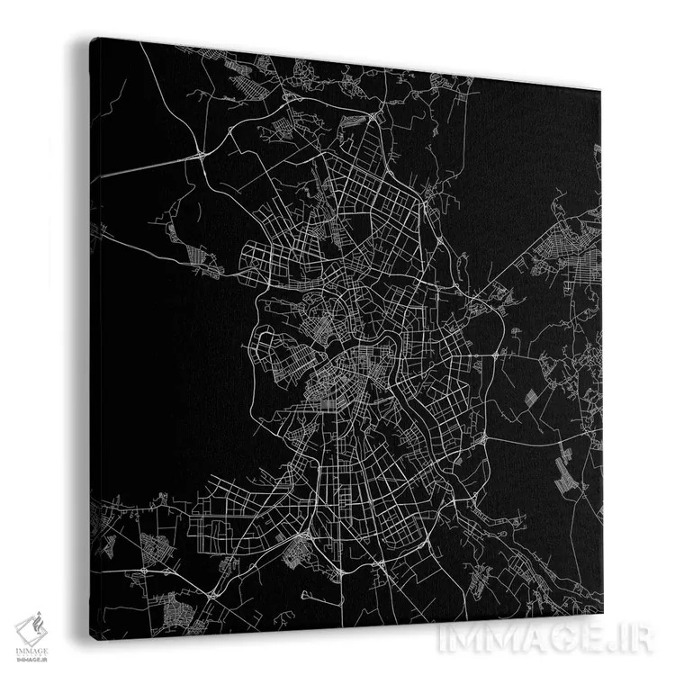 تابلو نقشهٔ جادههای شهری سن پترزبورگ (سیاه) اثر اوربانمپ (نقشه شهری؛ استودیو نقشه یا طراح) - نمای پرسپکتیو محصول