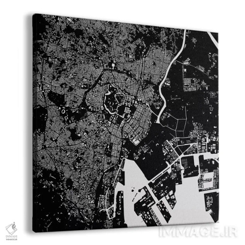 تابلو نقشهٔ شهری توکیو (سیاه) اثر اوربانمپ (نقشه شهری؛ استودیو نقشه یا طراح) - نمای پرسپکتیو محصول