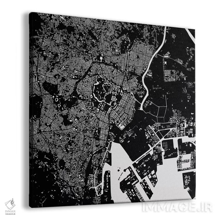 تابلو نقشهٔ شهری توکیو (سیاه) اثر اوربانمپ (نقشه شهری؛ استودیو نقشه یا طراح) - نمای پرسپکتیو محصول