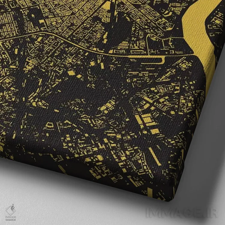 تابلو نقشهٔ شهری سن پترزبورگ (زرد) اثر اوربانمپ (نقشه شهری؛ استودیو نقشه یا طراح) - نمای نزدیک بافت بوم