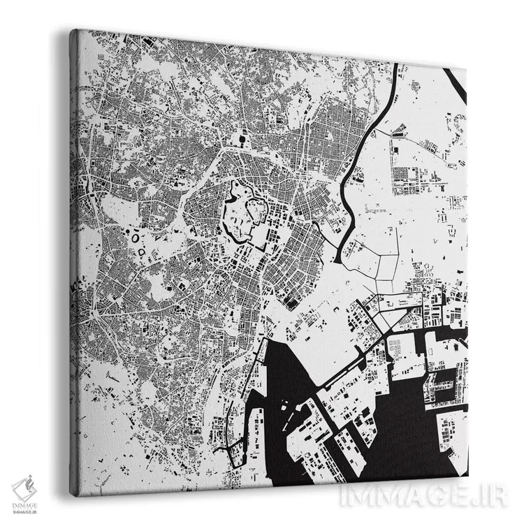 تابلو نقشهٔ شهری توکیو (سفید) اثر اوربانمپ (نقشه شهری؛ استودیو نقشه یا طراح) - نمای پرسپکتیو محصول