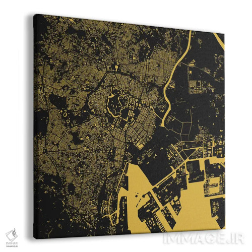 تابلو نقشهٔ شهری توکیو (زرد) اثر اوربانمپ (نقشه شهری؛ استودیو نقشه یا طراح) - نمای پرسپکتیو محصول