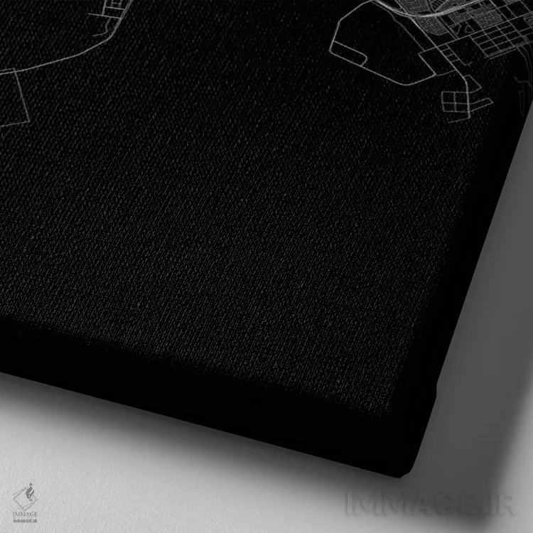 تابلو نقشهٔ جادههای شهری توکیو (سیاه) اثر اوربانمپ (نقشه شهری؛ استودیو نقشه یا طراح) - نمای نزدیک بافت بوم