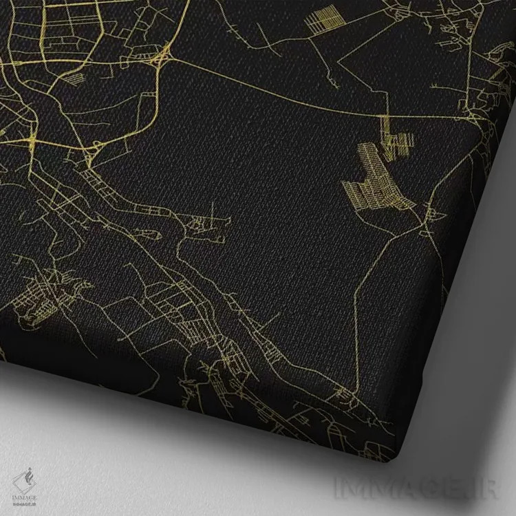 تابلو نقشهٔ جادههای شهری سن پترزبورگ (زرد) اثر اوربانمپ (نقشه شهری؛ استودیو نقشه یا طراح) - نمای نزدیک بافت بوم