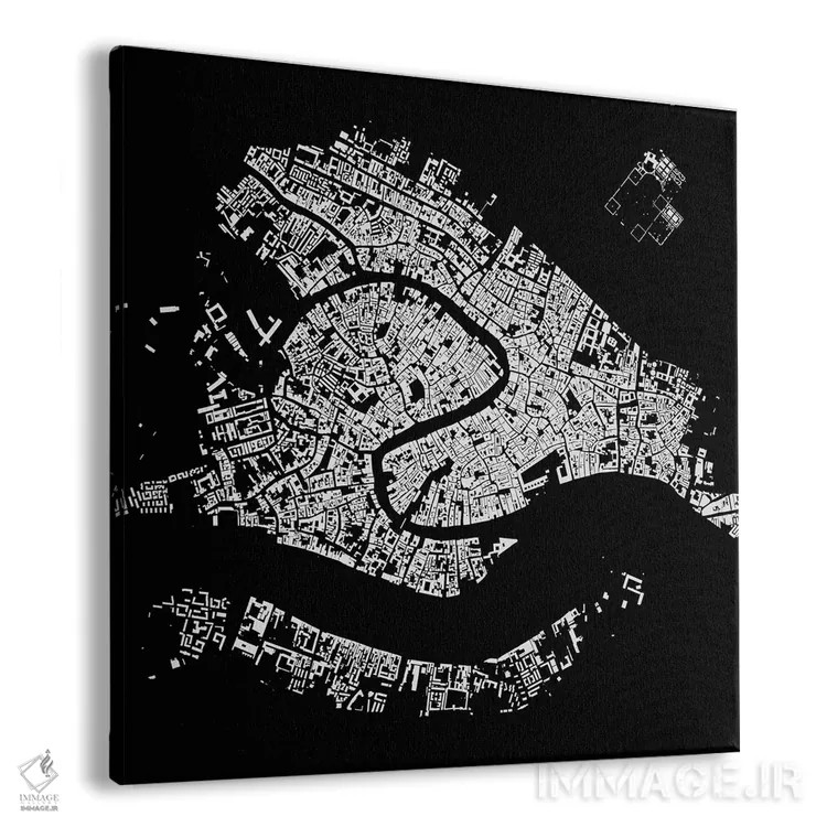 تابلو نقشهٔ شهری ونیز (سیاه) اثر اوربانمپ (نقشه شهری؛ استودیو نقشه یا طراح) - نمای پرسپکتیو محصول