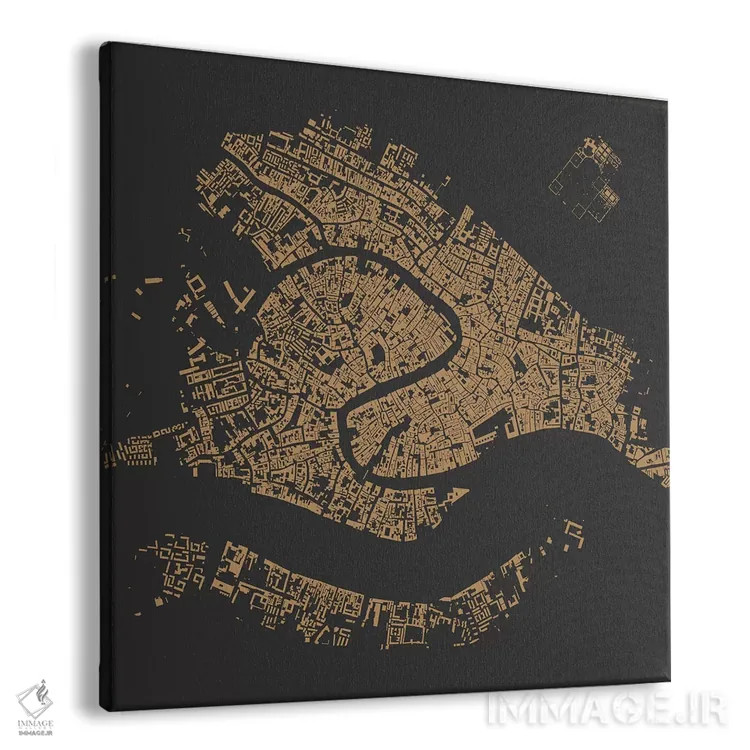 تابلو نقشهٔ شهری ونیز (طلایی) اثر اوربانمپ (نقشه شهری؛ استودیو نقشه یا طراح) - نمای پرسپکتیو محصول