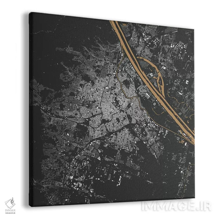 تابلو نقشهٔ شهری وین (طلایی) اثر اوربانمپ (نقشه شهری؛ استودیو نقشه یا طراح) - نمای پرسپکتیو محصول