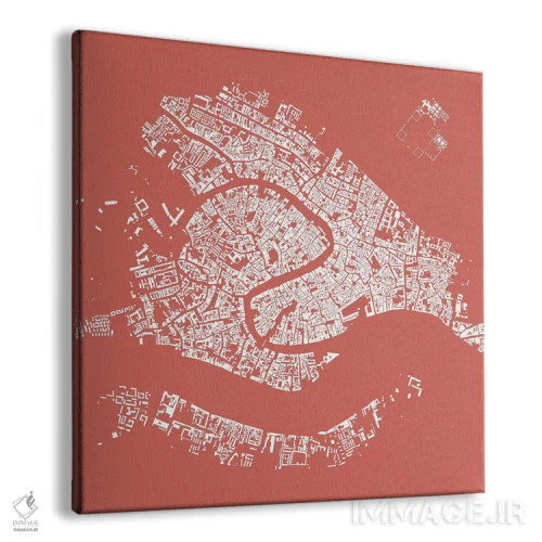 تابلو نقشهٔ شهری ونیز (صورتی) اثر اوربانمپ (نقشه شهری؛ استودیو نقشه یا طراح) - نمای پرسپکتیو محصول