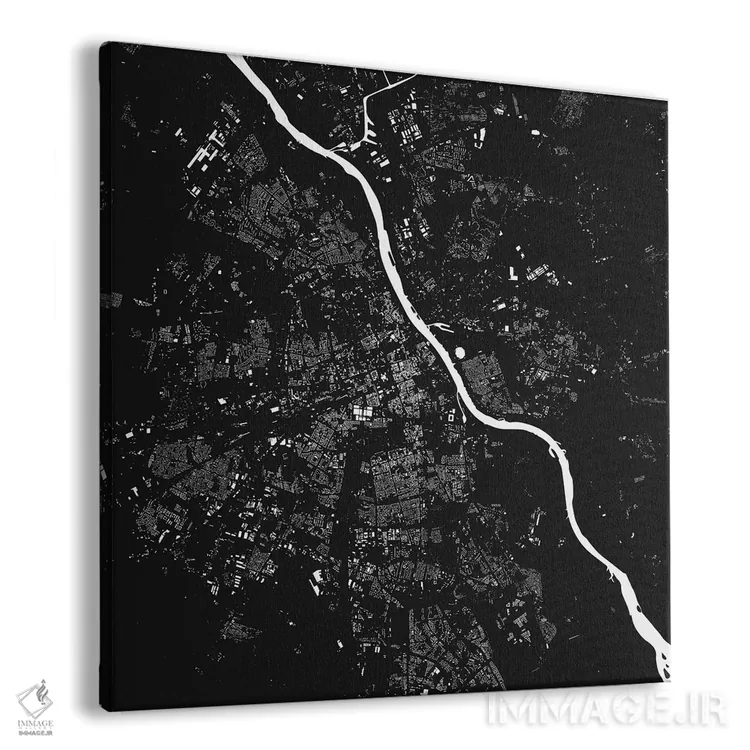 تابلو نقشهٔ شهری ورشو (سیاه) اثر اوربانمپ (نقشه شهری؛ استودیو نقشه یا طراح) - نمای پرسپکتیو محصول