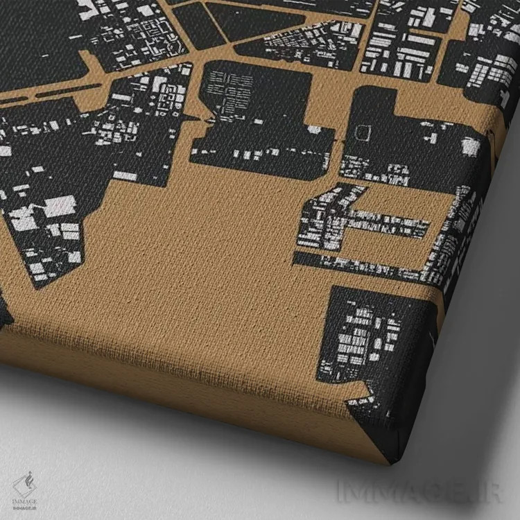 تابلو نقشهٔ شهری توکیو (طلایی) اثر اوربانمپ (نقشه شهری؛ استودیو نقشه یا طراح) - نمای نزدیک بافت بوم