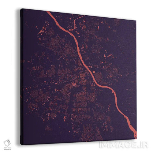 تابلو نقشهٔ شهری ورشو (شب بنفش) اثر اوربانمپ (نقشه شهری؛ استودیو نقشه یا طراح) - نمای پرسپکتیو محصول
