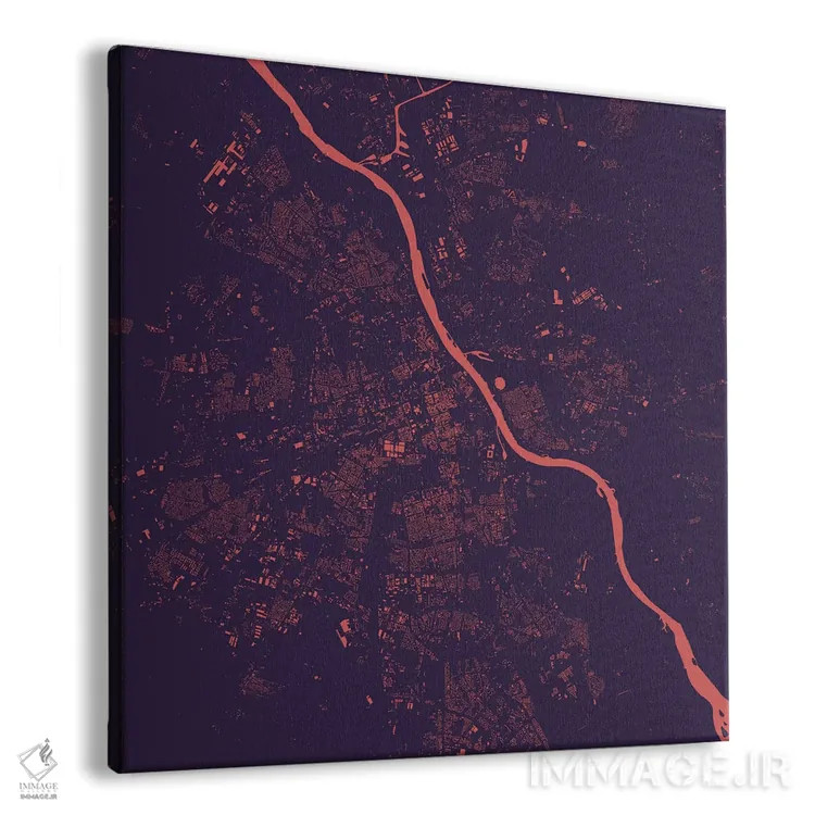 تابلو نقشهٔ شهری ورشو (شب بنفش) اثر اوربانمپ (نقشه شهری؛ استودیو نقشه یا طراح) - نمای پرسپکتیو محصول
