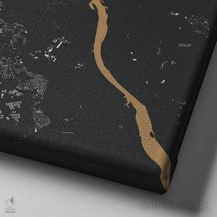 تابلو نقشهٔ شهری ورشو (طلایی) اثر اوربانمپ (نقشه شهری؛ استودیو نقشه یا طراح) - نمای نزدیک بافت بوم