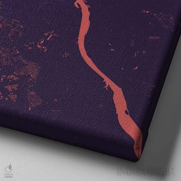 تابلو نقشهٔ شهری ورشو (شب بنفش) اثر اوربانمپ (نقشه شهری؛ استودیو نقشه یا طراح) - نمای نزدیک بافت بوم