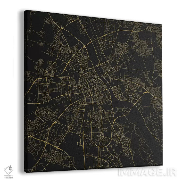 تابلو نقشهٔ جادههای شهری ورشو (زرد) اثر اوربانمپ (نقشه شهری؛ استودیو نقشه یا طراح) - نمای پرسپکتیو محصول