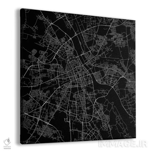 تابلو نقشهٔ جادههای شهری ورشو (سیاه) اثر اوربانمپ (نقشه شهری؛ استودیو نقشه یا طراح) - نمای پرسپکتیو محصول
