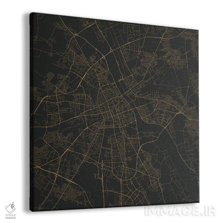 تابلو نقشهٔ جادههای شهری ورشو (طلایی) اثر اوربانمپ (نقشه شهری؛ استودیو نقشه یا طراح) - نمای پرسپکتیو محصول