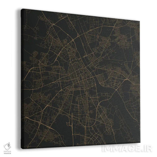 تابلو نقشهٔ جادههای شهری ورشو (طلایی) اثر اوربانمپ (نقشه شهری؛ استودیو نقشه یا طراح) - نمای پرسپکتیو محصول
