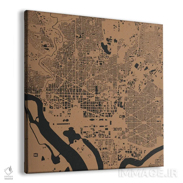 تابلو نقشهٔ شهری واشینگتن دیسی (طلایی) اثر اوربانمپ (نقشه شهری؛ استودیو نقشه یا طراح) - نمای پرسپکتیو محصول