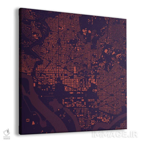 تابلو نقشهٔ شهری واشینگتن دیسی (شب بنفش) اثر اوربانمپ (نقشه شهری؛ استودیو نقشه یا طراح) - نمای پرسپکتیو محصول