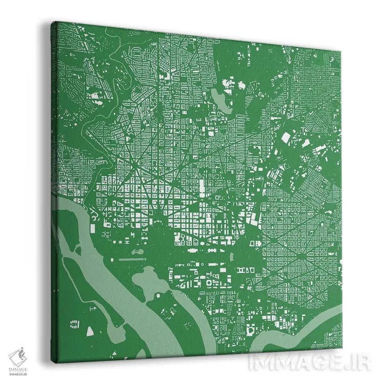 تابلو نقشهٔ شهری واشینگتن دیسی (سبز) اثر اوربانمپ (نقشه شهری؛ استودیو نقشه یا طراح) - نمای پرسپکتیو محصول