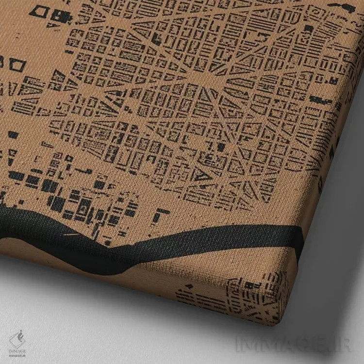 تابلو نقشهٔ شهری واشینگتن دیسی (طلایی) اثر اوربانمپ (نقشه شهری؛ استودیو نقشه یا طراح) - نمای نزدیک بافت بوم