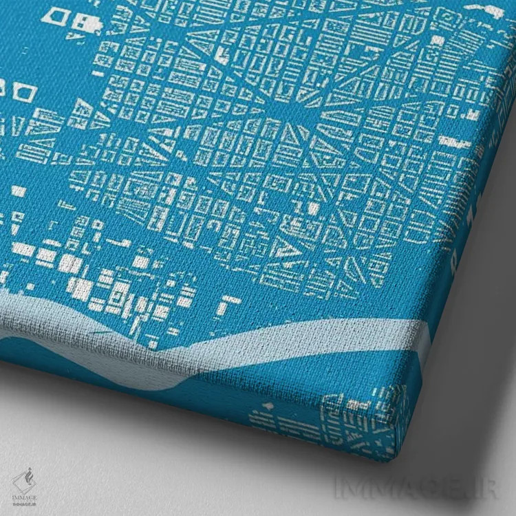 تابلو نقشهٔ شهری واشینگتن دیسی (آبی) اثر اوربانمپ (نقشه شهری؛ استودیو نقشه یا طراح) - نمای نزدیک بافت بوم