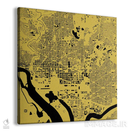تابلو نقشهٔ شهری واشینگتن دیسی (زرد) اثر اوربانمپ (نقشه شهری؛ استودیو نقشه یا طراح) - نمای پرسپکتیو محصول