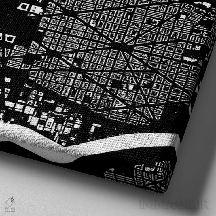 تابلو نقشهٔ شهری واشینگتن دیسی (سیاه) اثر اوربانمپ (نقشه شهری؛ استودیو نقشه یا طراح) - نمای نزدیک بافت بوم