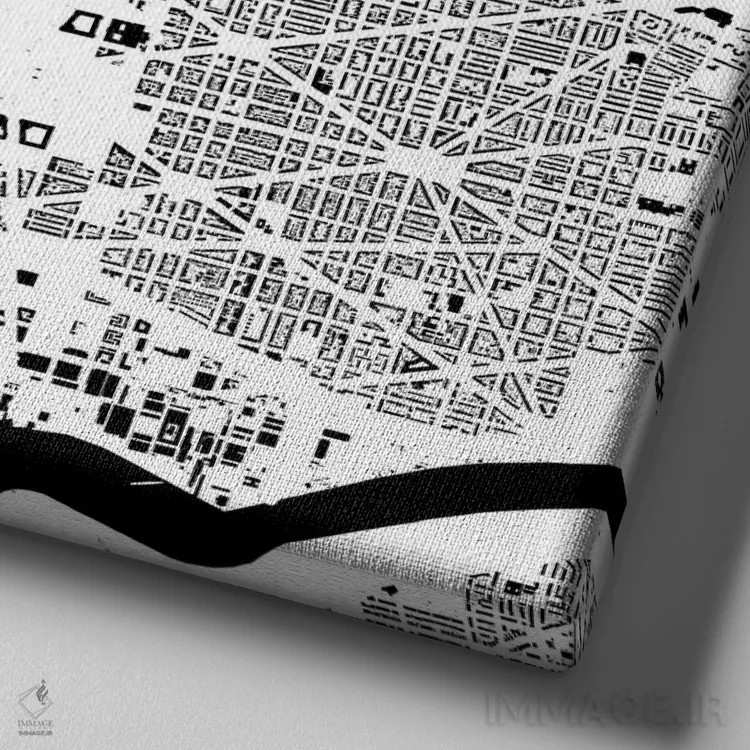 تابلو نقشهٔ شهری واشینگتن دیسی (سفید) اثر اوربانمپ (نقشه شهری؛ استودیو نقشه یا طراح) - نمای نزدیک بافت بوم