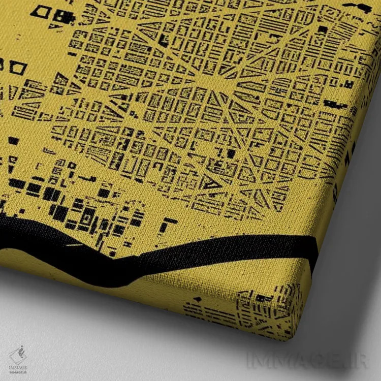 تابلو نقشهٔ شهری واشینگتن دیسی (زرد) اثر اوربانمپ (نقشه شهری؛ استودیو نقشه یا طراح) - نمای نزدیک بافت بوم