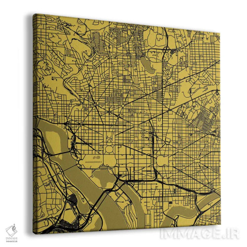 تابلو نقشهٔ جادههای شهری واشینگتن دیسی (زرد) اثر اوربانمپ (نقشه شهری؛ استودیو نقشه یا طراح) - نمای پرسپکتیو محصول