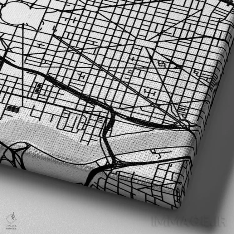 تابلو نقشهٔ جادههای شهری واشینگتن دیسی (سفید) اثر اوربانمپ (نقشه شهری؛ استودیو نقشه یا طراح) - نمای نزدیک بافت بوم