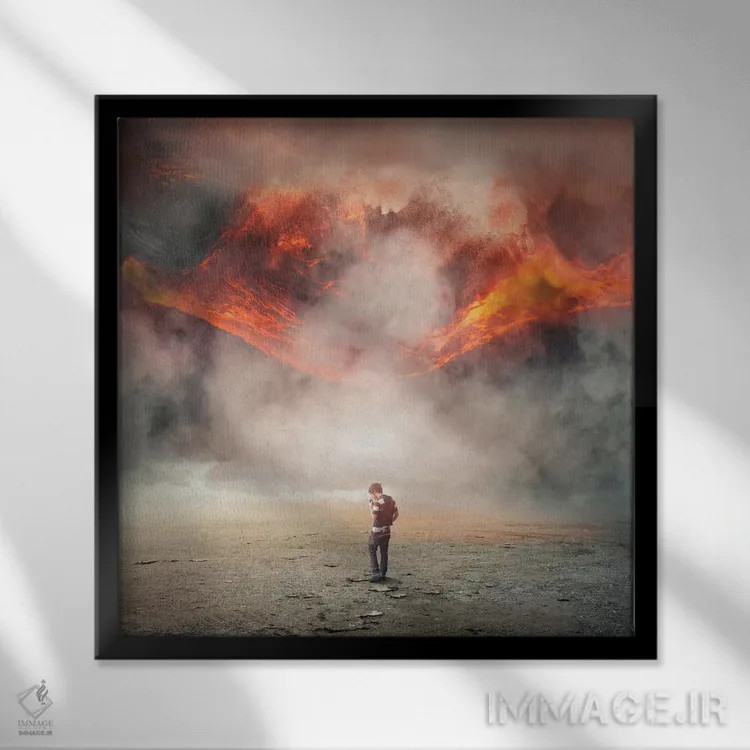 تابلو انفجار آخرین سیگار اثر اوگنی سولویف - نمای قابدار مشکی