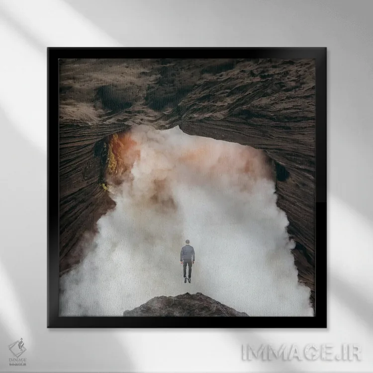 تابلو انفجار آتشفشان اثر اوگنی سولویف - نمای قابدار مشکی