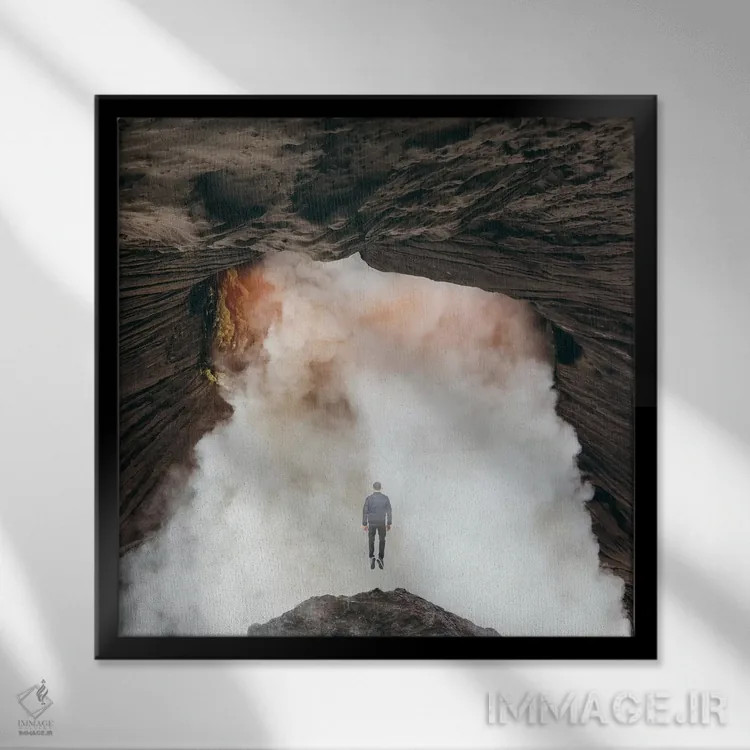 تابلو انفجار آتشفشان اثر اوگنی سولویف - نمای قابدار مشکی