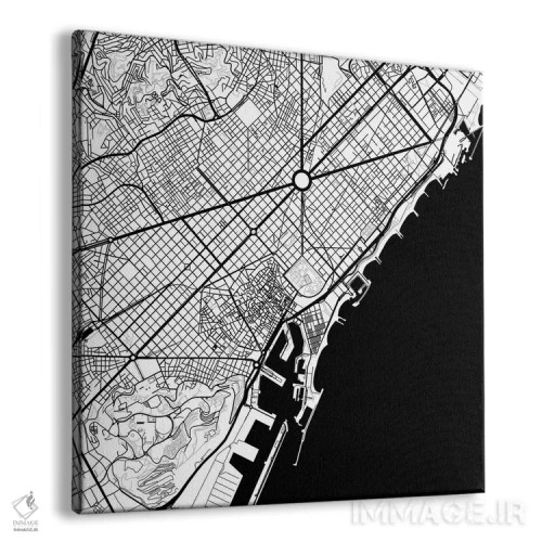 تابلو نقشهٔ شهری بارسلونا (سیاه) اثر اوربانمپ (نقشه شهری؛ استودیو نقشه یا طراح) - نمای پرسپکتیو محصول