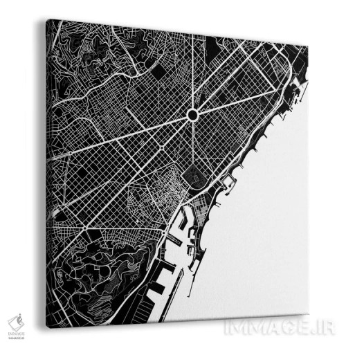 تابلو نقشهٔ شهری بارسلونا (سفید) اثر اوربانمپ (نقشه شهری؛ استودیو نقشه یا طراح) - نمای پرسپکتیو محصول