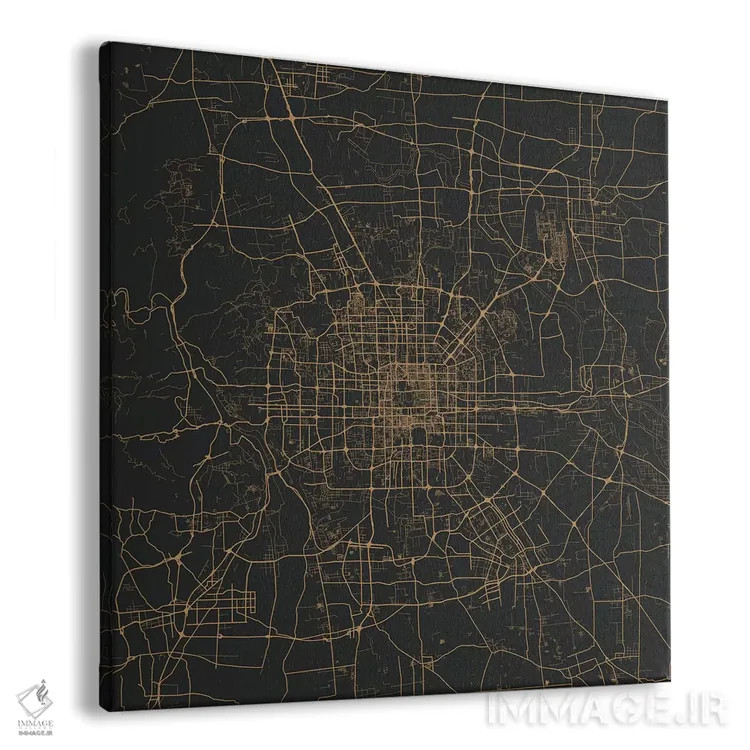 تابلو نقشهٔ شهری پکن (طلایی) اثر اوربانمپ (نقشه شهری؛ استودیو نقشه یا طراح) - نمای پرسپکتیو محصول